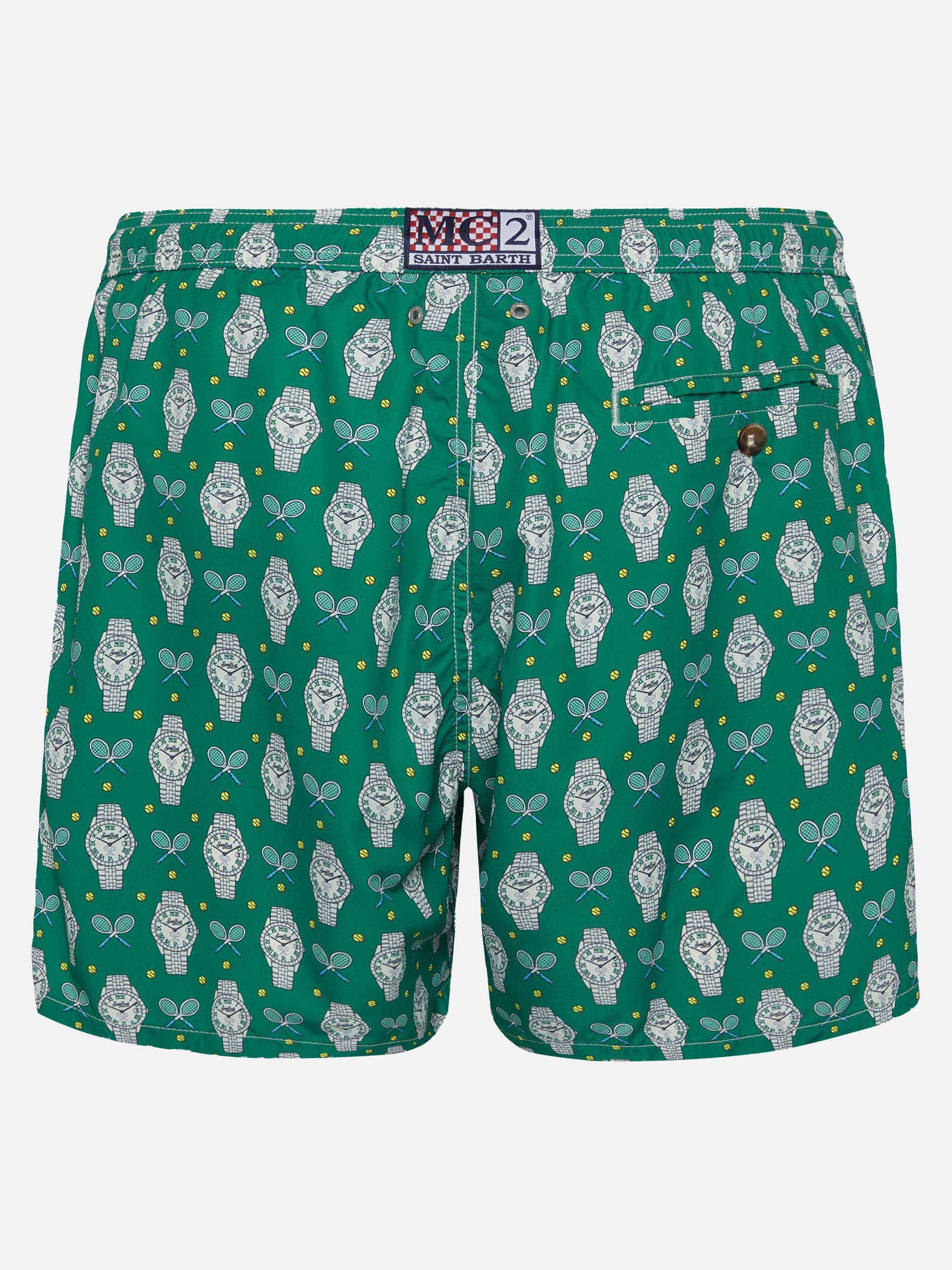 Lightweight fabric swim shorts Lighting with watch print - MC2 Saint Barth