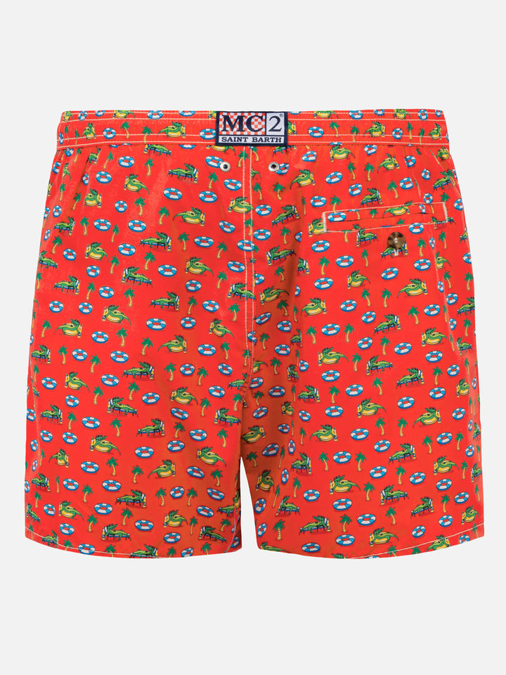 Man light fabric swim shorts with crocodile print - MC2 Saint Barth