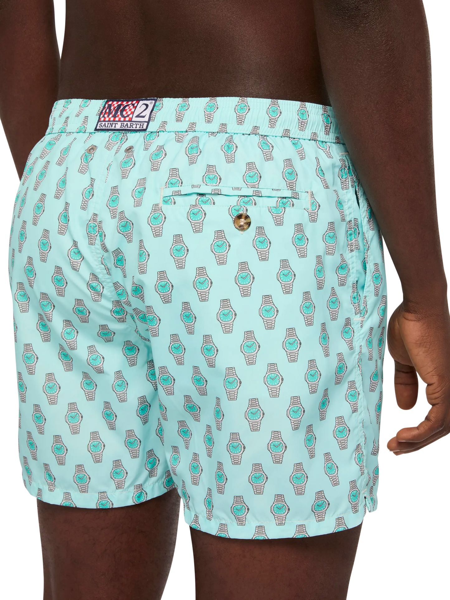 Lightweight fabric swim shorts Lighting with watch print - MC2 Saint Barth