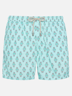 Lightweight fabric swim shorts Lighting with watch print - MC2 Saint Barth