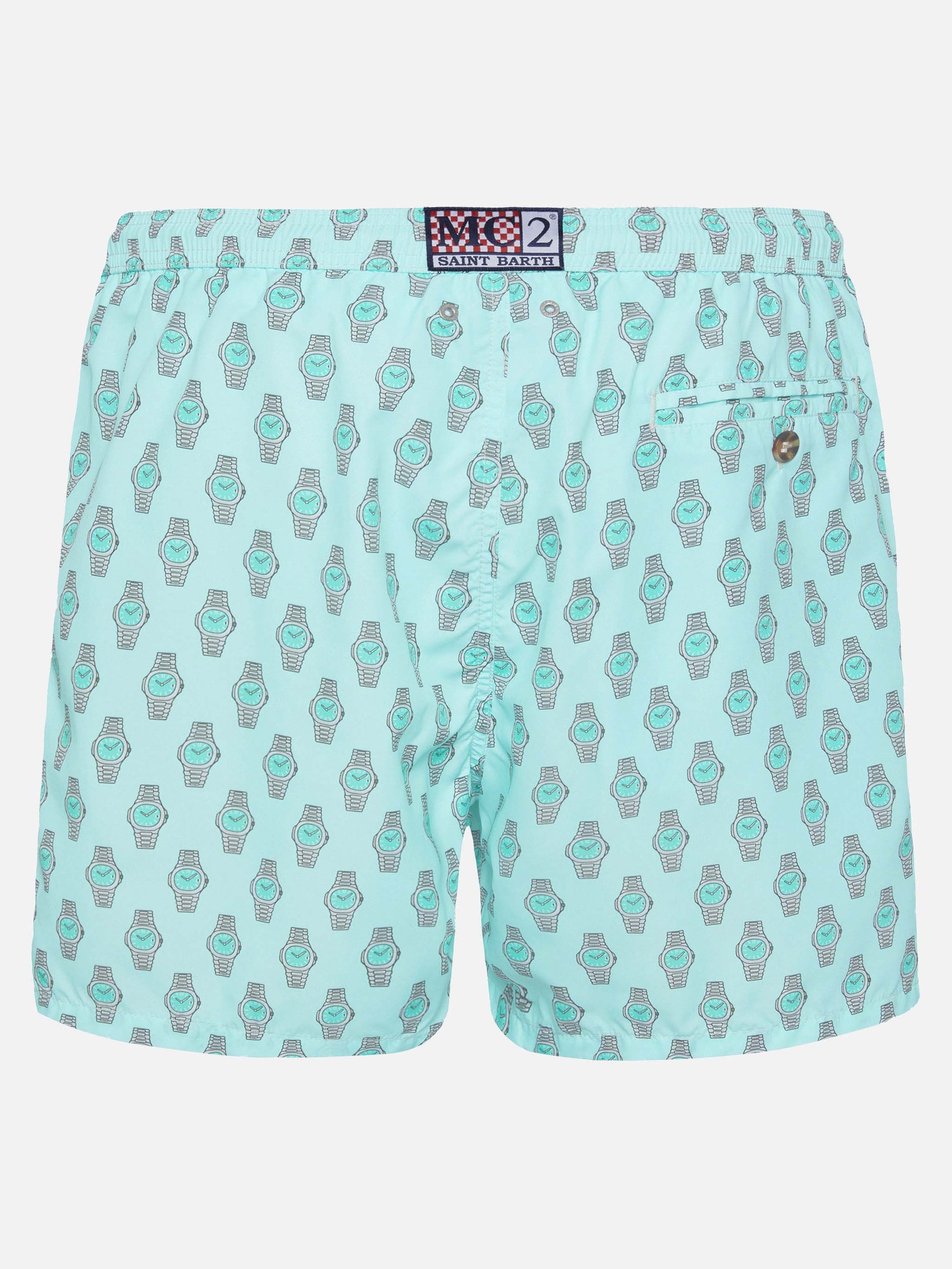 Lightweight fabric swim shorts Lighting with watch print - MC2 Saint Barth