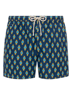Lightweight fabric swim shorts Lighting with watch print - MC2 Saint Barth