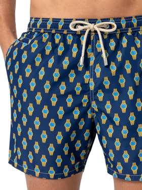 Lightweight fabric swim shorts Lighting with watch print - MC2 Saint Barth