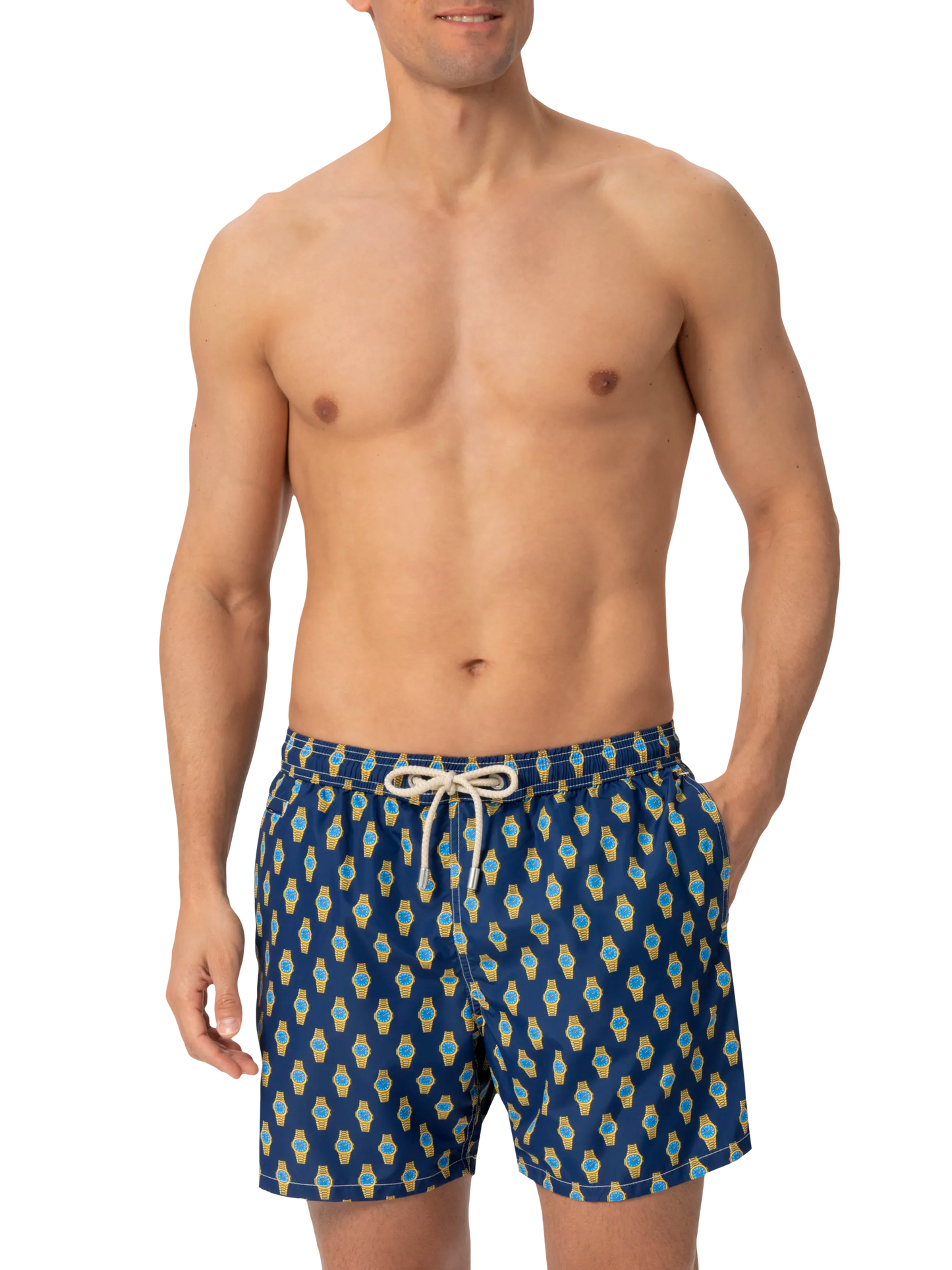 Lightweight fabric swim shorts Lighting with watch print - MC2 Saint Barth