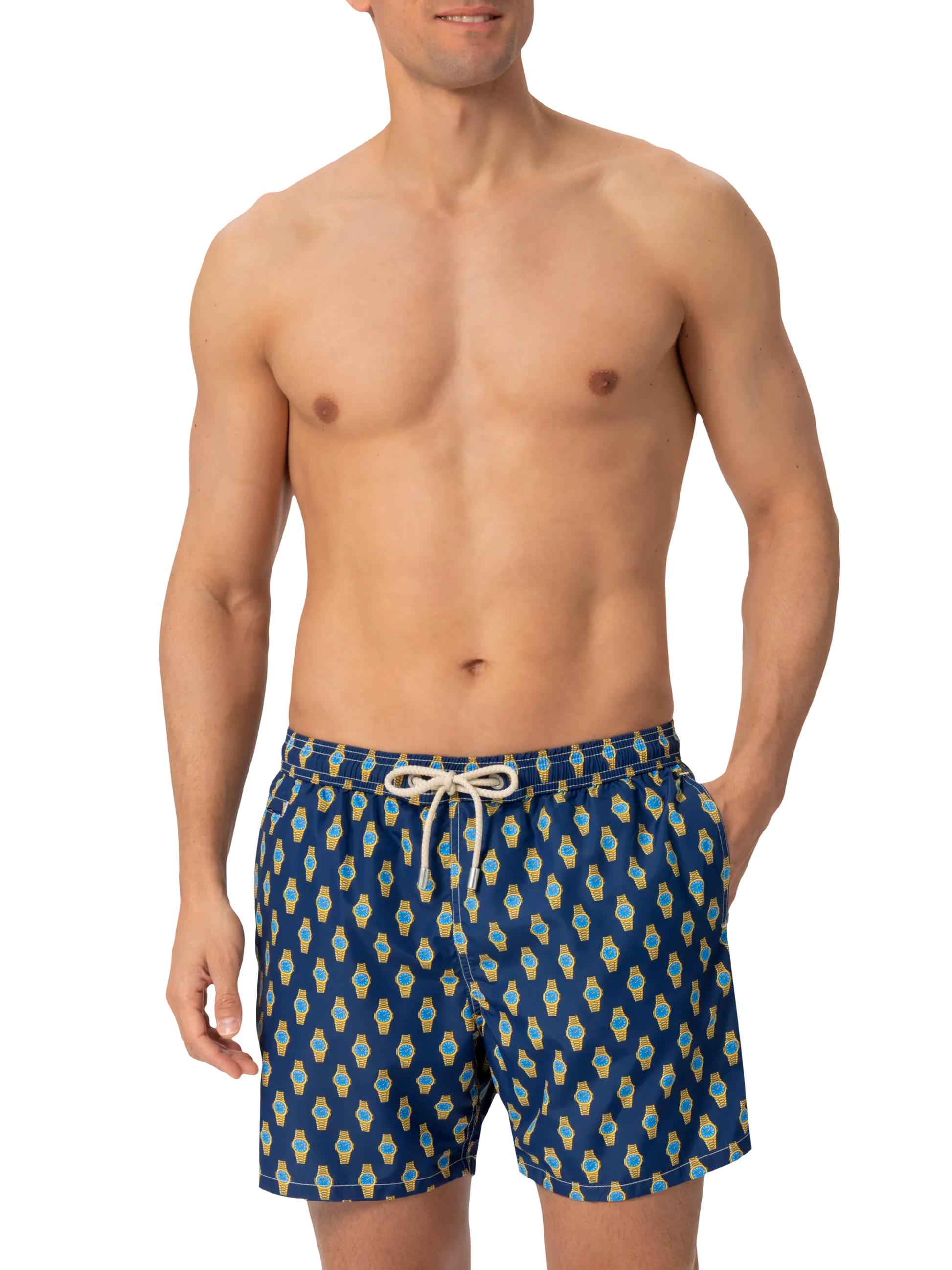 Lightweight fabric swim shorts Lighting with watch print - MC2 Saint Barth