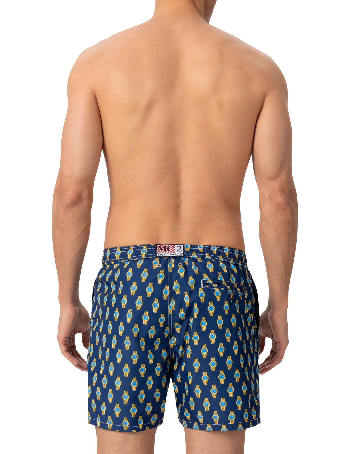 Lightweight fabric swim shorts Lighting with watch print - MC2 Saint Barth