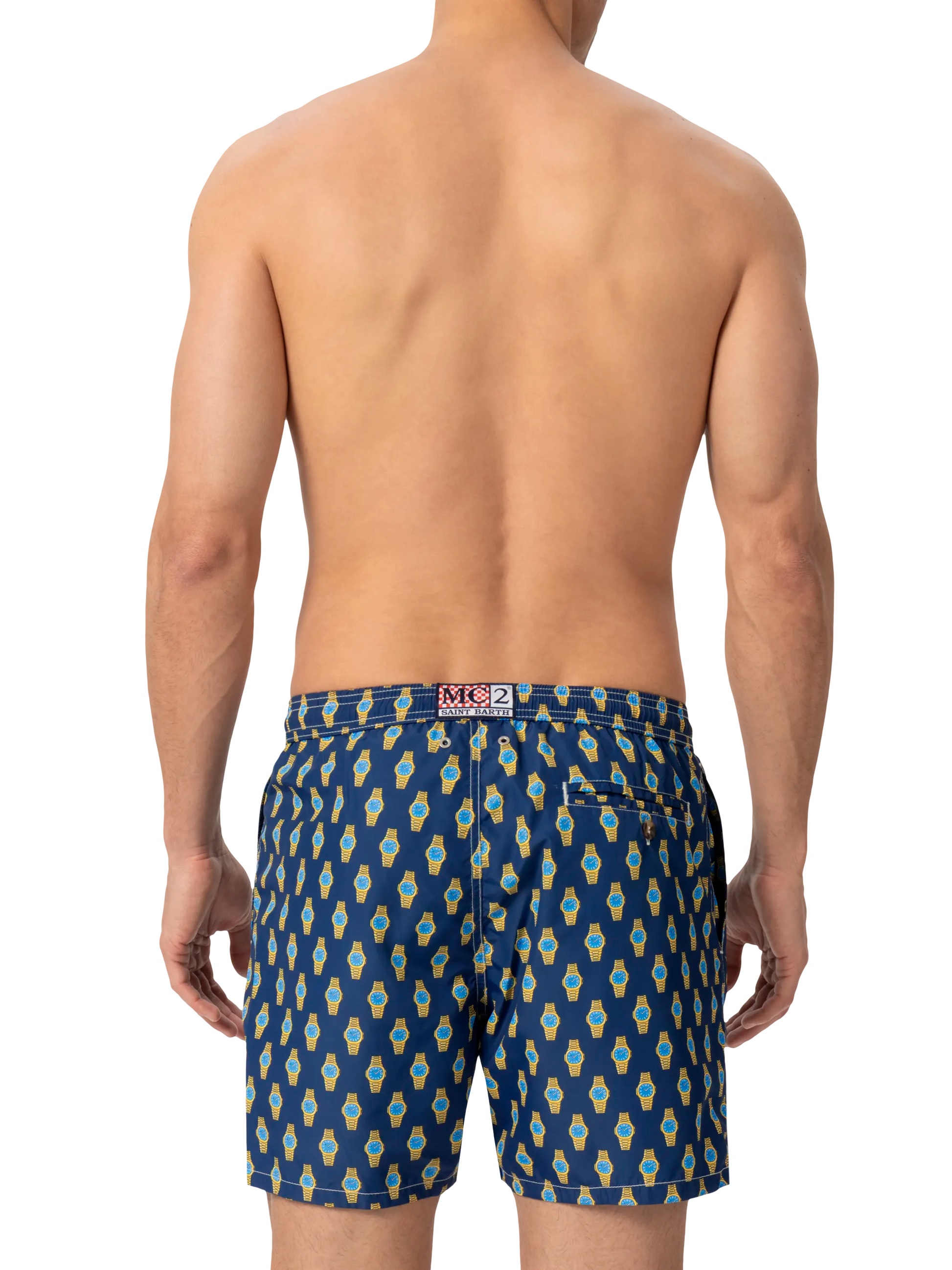 Lightweight fabric swim shorts Lighting with watch print - MC2 Saint Barth