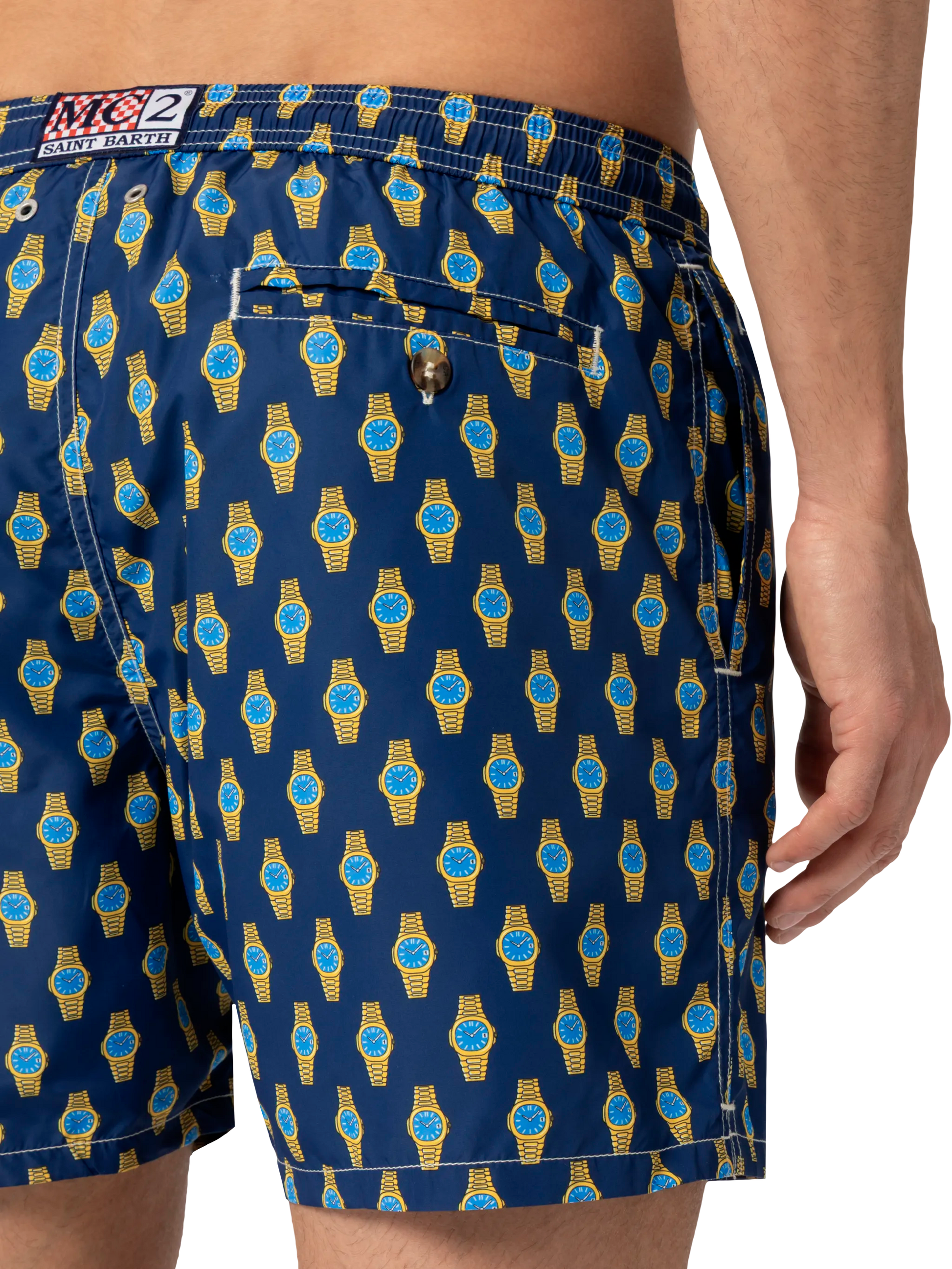 Lightweight fabric swim shorts Lighting with watch print - MC2 Saint Barth