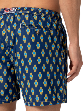 Lightweight fabric swim shorts Lighting with watch print - MC2 Saint Barth