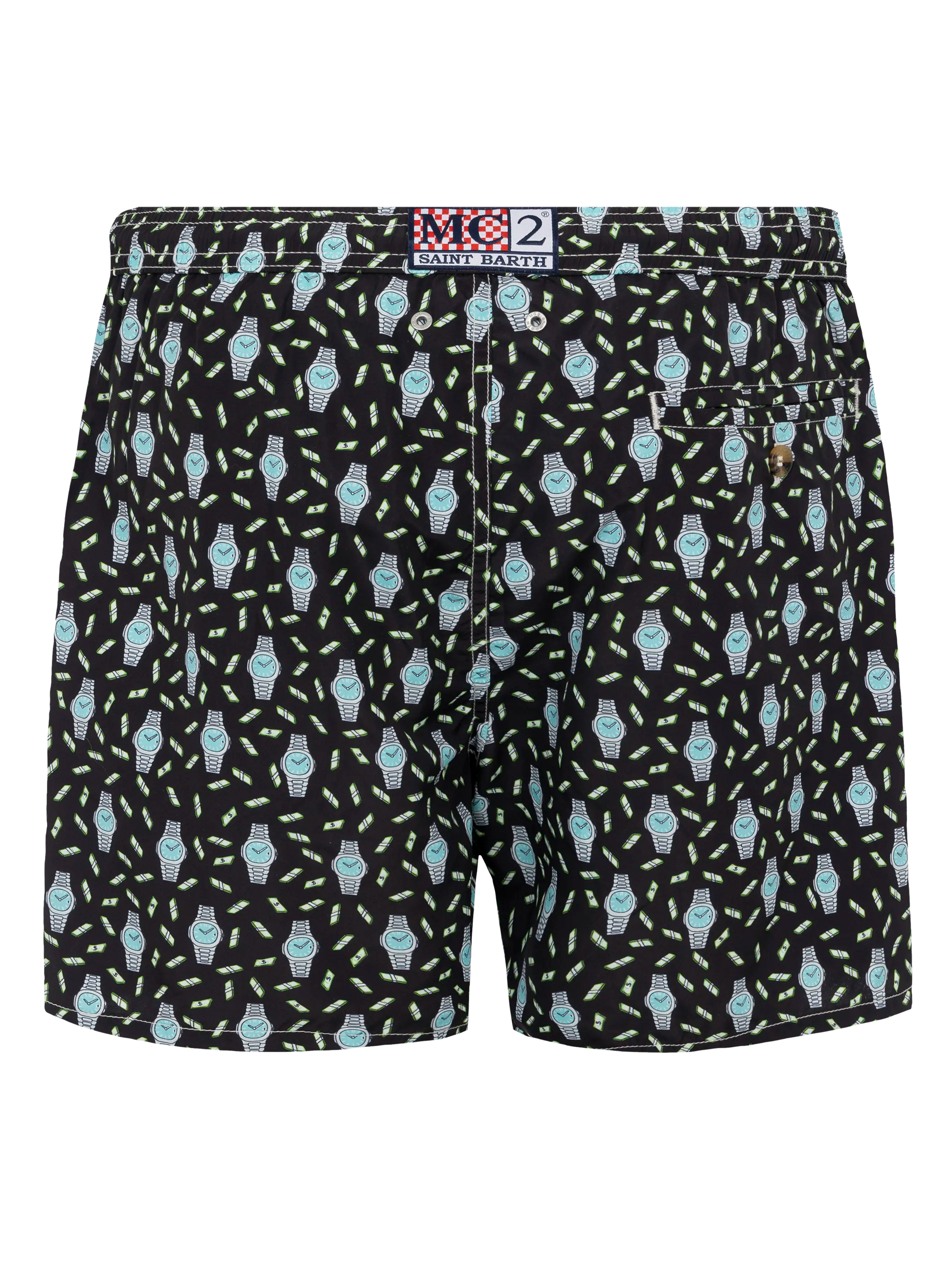Lightweight fabric swim shorts Lighting with watch print - MC2 Saint Barth
