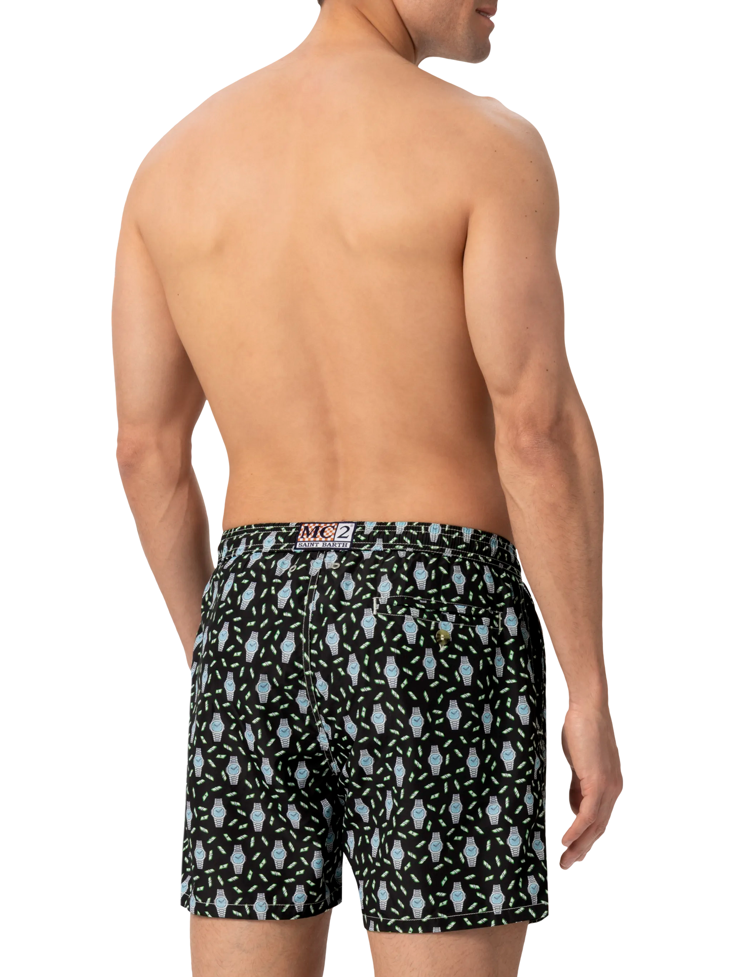 Lightweight fabric swim shorts Lighting with watch print - MC2 Saint Barth