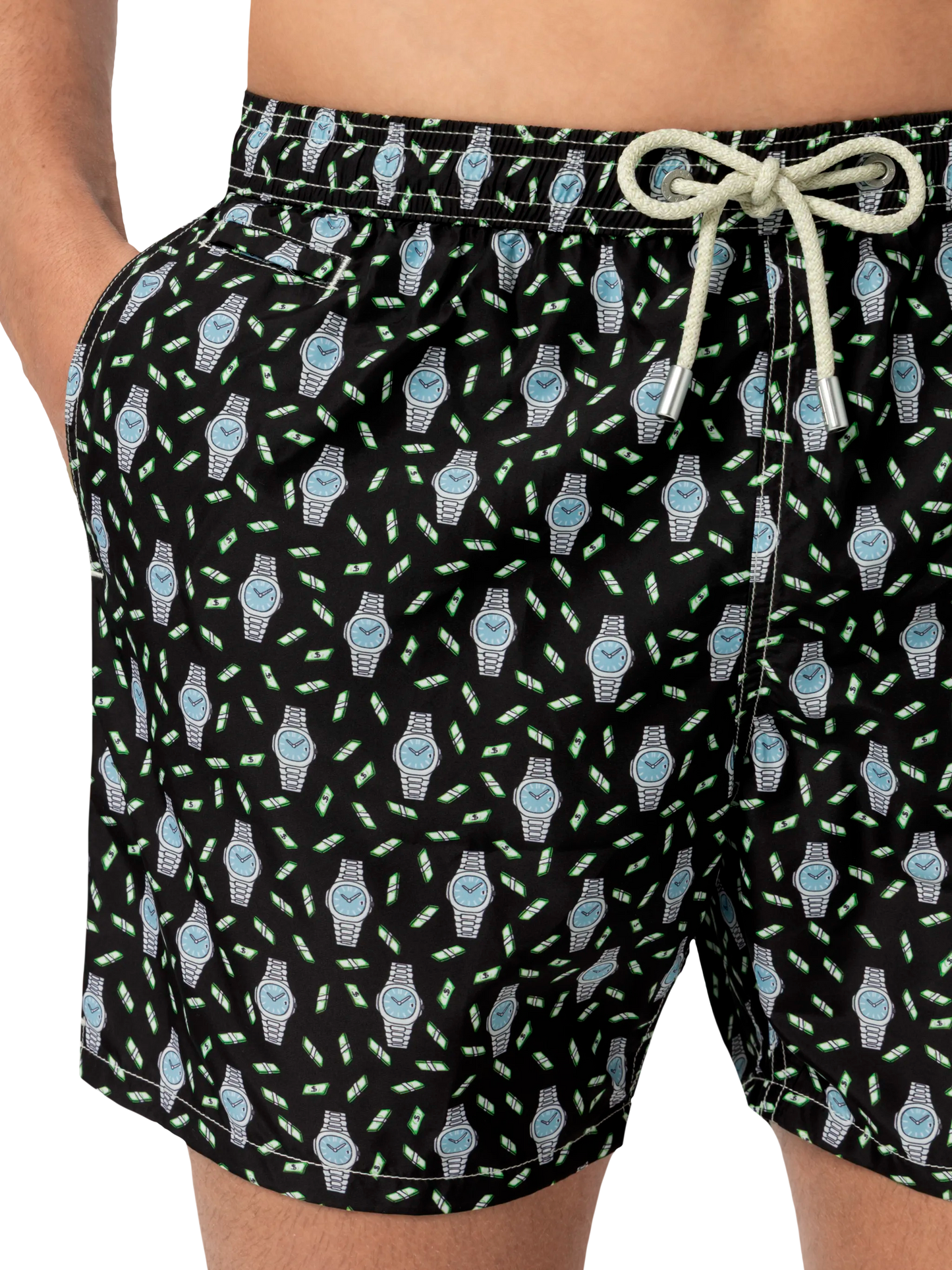 Lightweight fabric swim shorts Lighting with watch print - MC2 Saint Barth