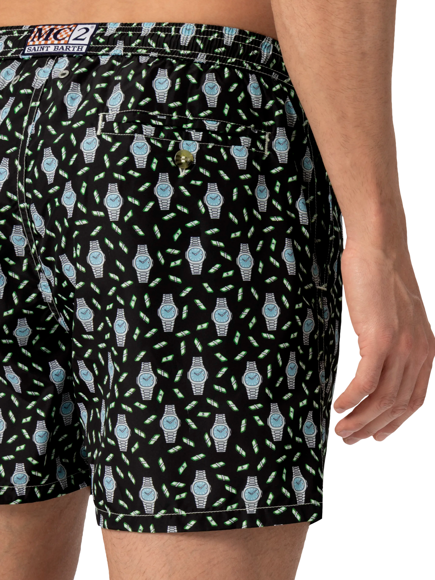 Lightweight fabric swim shorts Lighting with watch print - MC2 Saint Barth