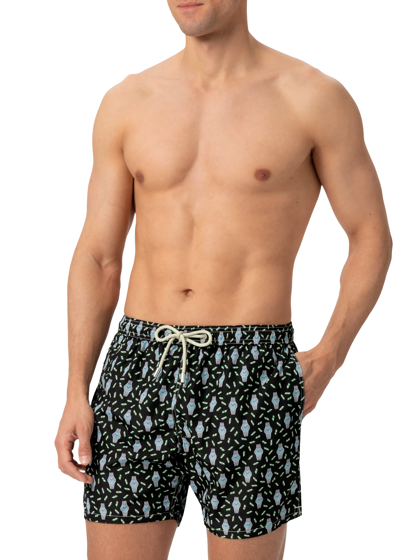 Lightweight fabric swim shorts Lighting with watch print - MC2 Saint Barth
