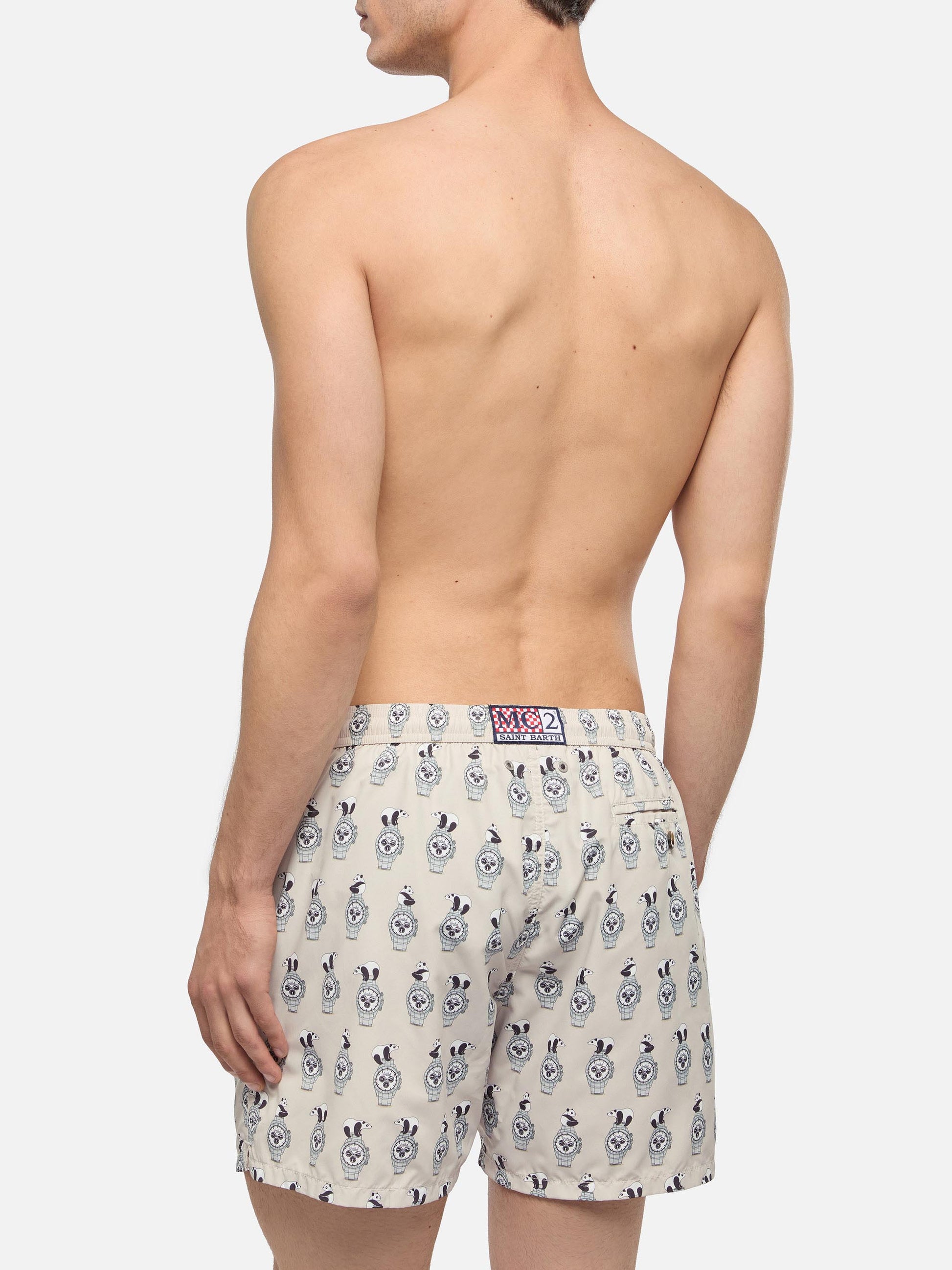 Lightweight fabric swim shorts Lighting with watch print - MC2 Saint Barth