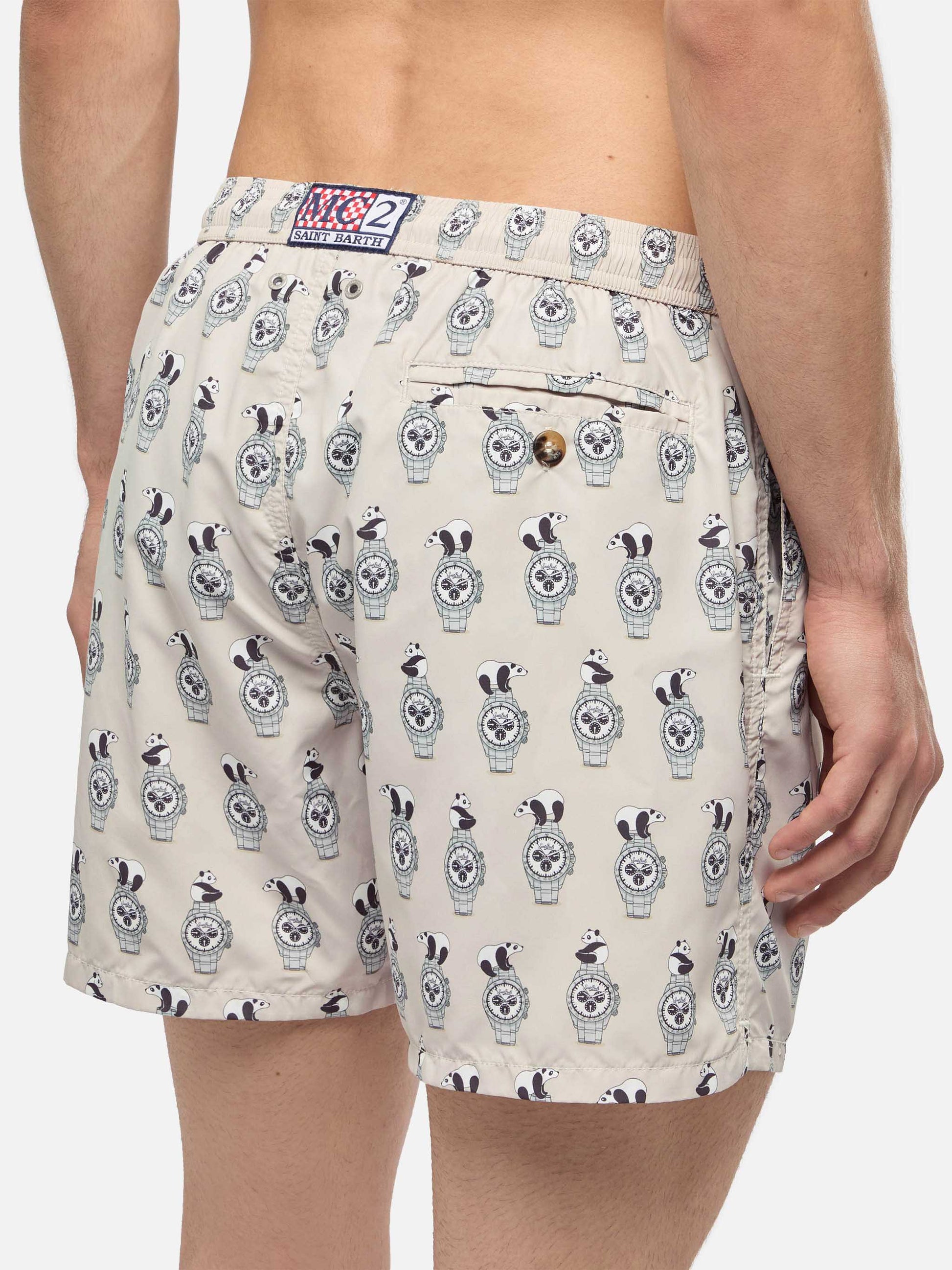 Lightweight fabric swim shorts Lighting with watch print - MC2 Saint Barth