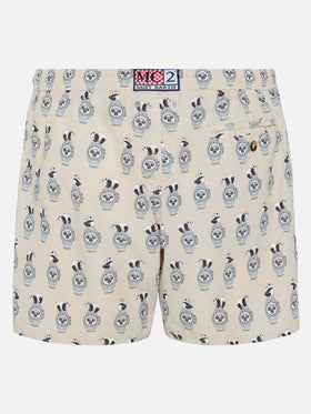 Badeshorts aus leichtem Stoff „Lighting“ mit Uhren-Print