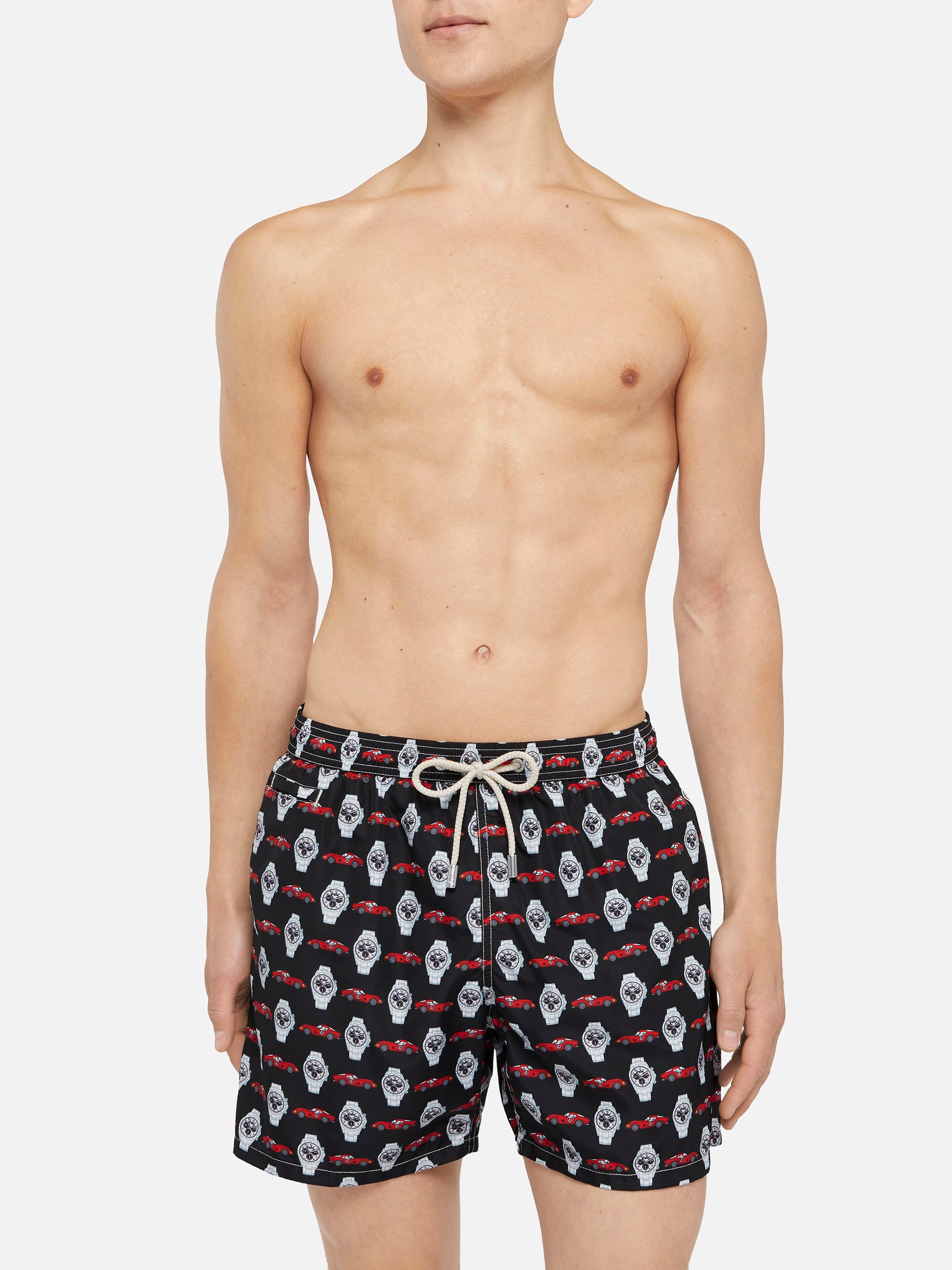 Lightweight fabric swim shorts Lighting with watch print - MC2 Saint Barth