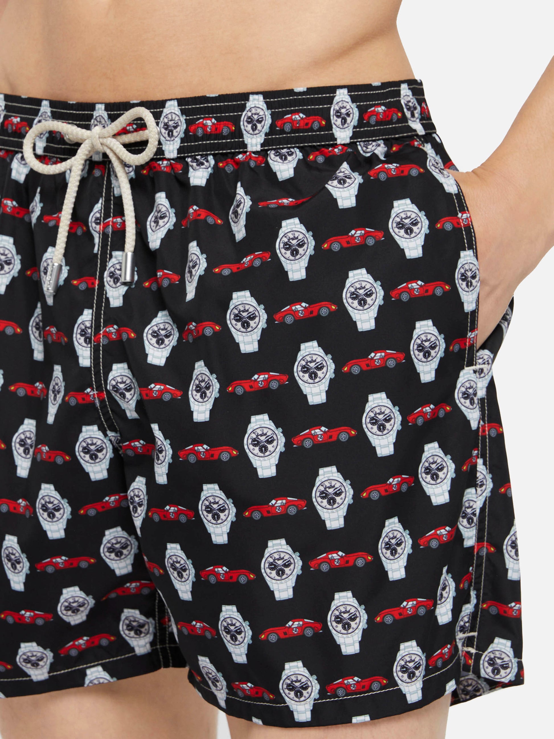 Lightweight fabric swim shorts Lighting with watch print - MC2 Saint Barth