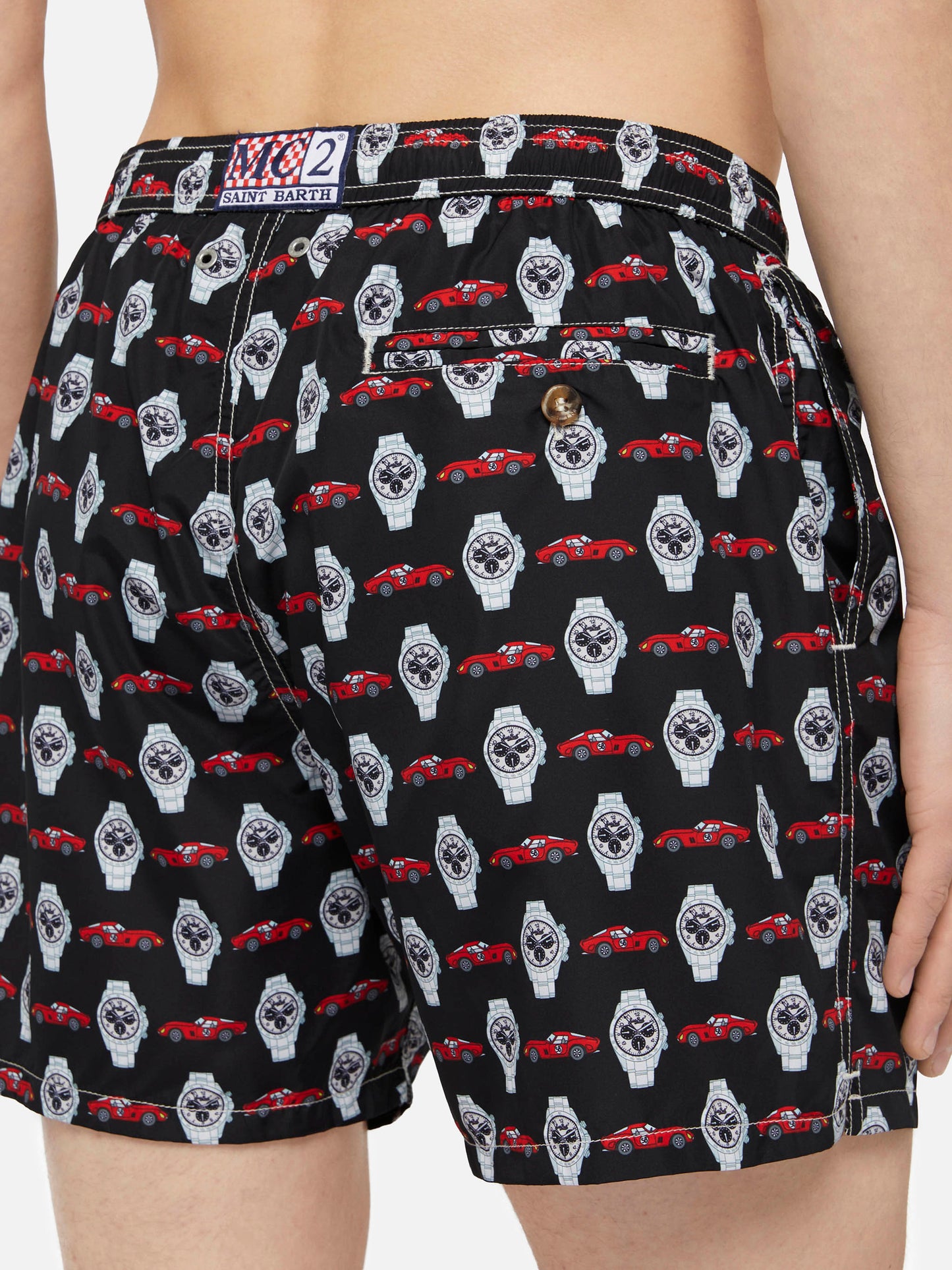 Lightweight fabric swim shorts Lighting with watch print - MC2 Saint Barth