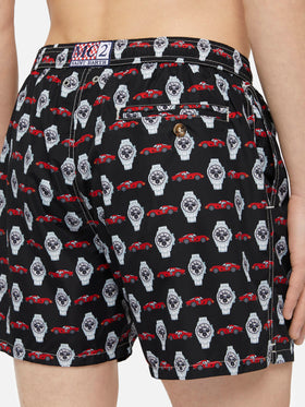 Lightweight fabric swim shorts Lighting with watch print - MC2 Saint Barth