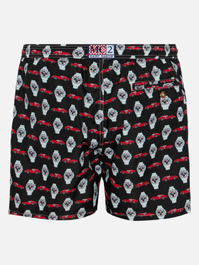 Costume mare Lighting in tessuto leggero con stampa orologi