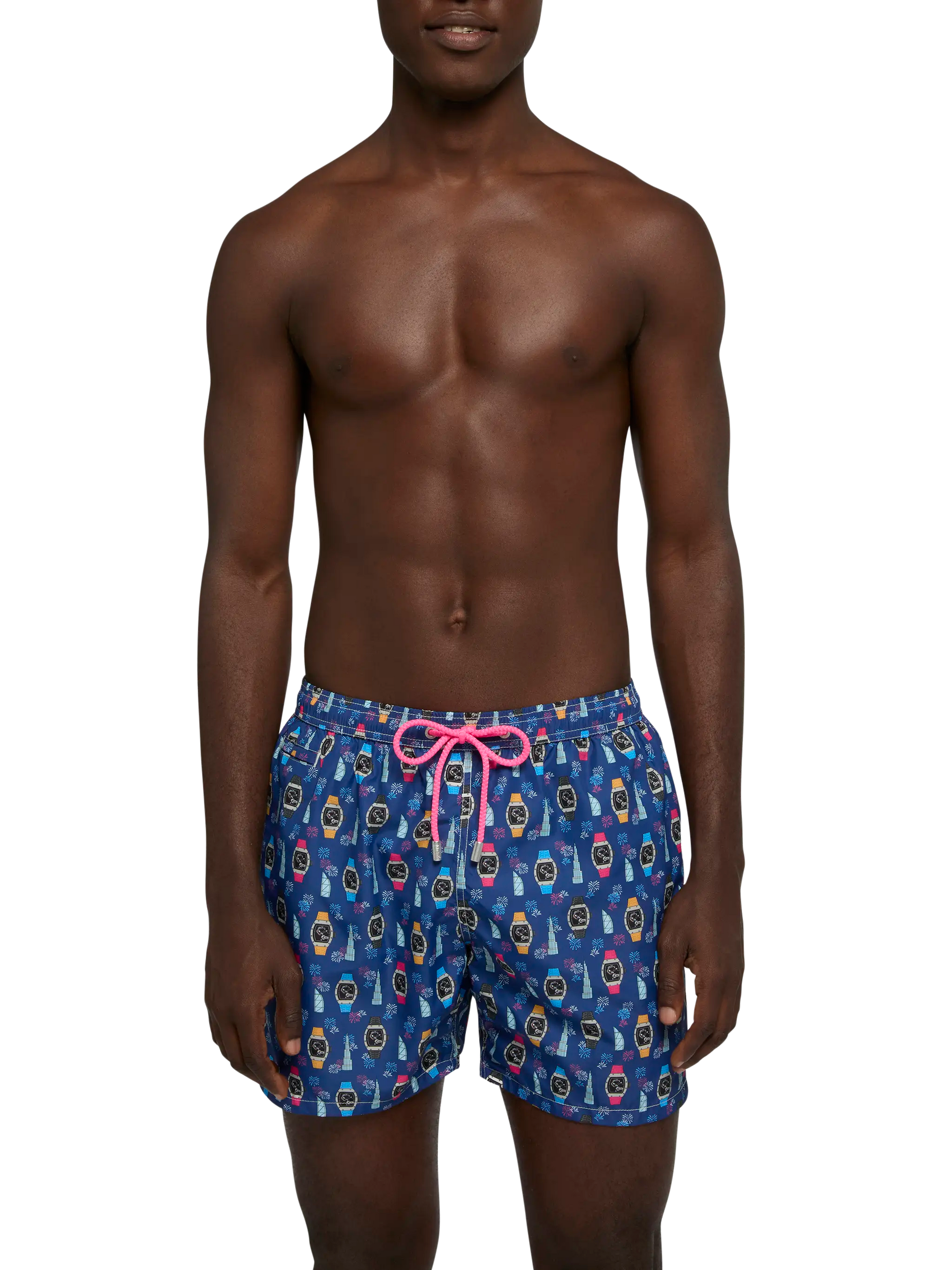 Lightweight fabric swim shorts Lighting with watch print - MC2 Saint Barth