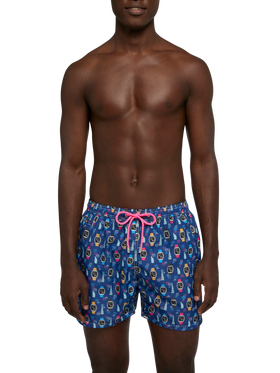Lightweight fabric swim shorts Lighting with watch print - MC2 Saint Barth