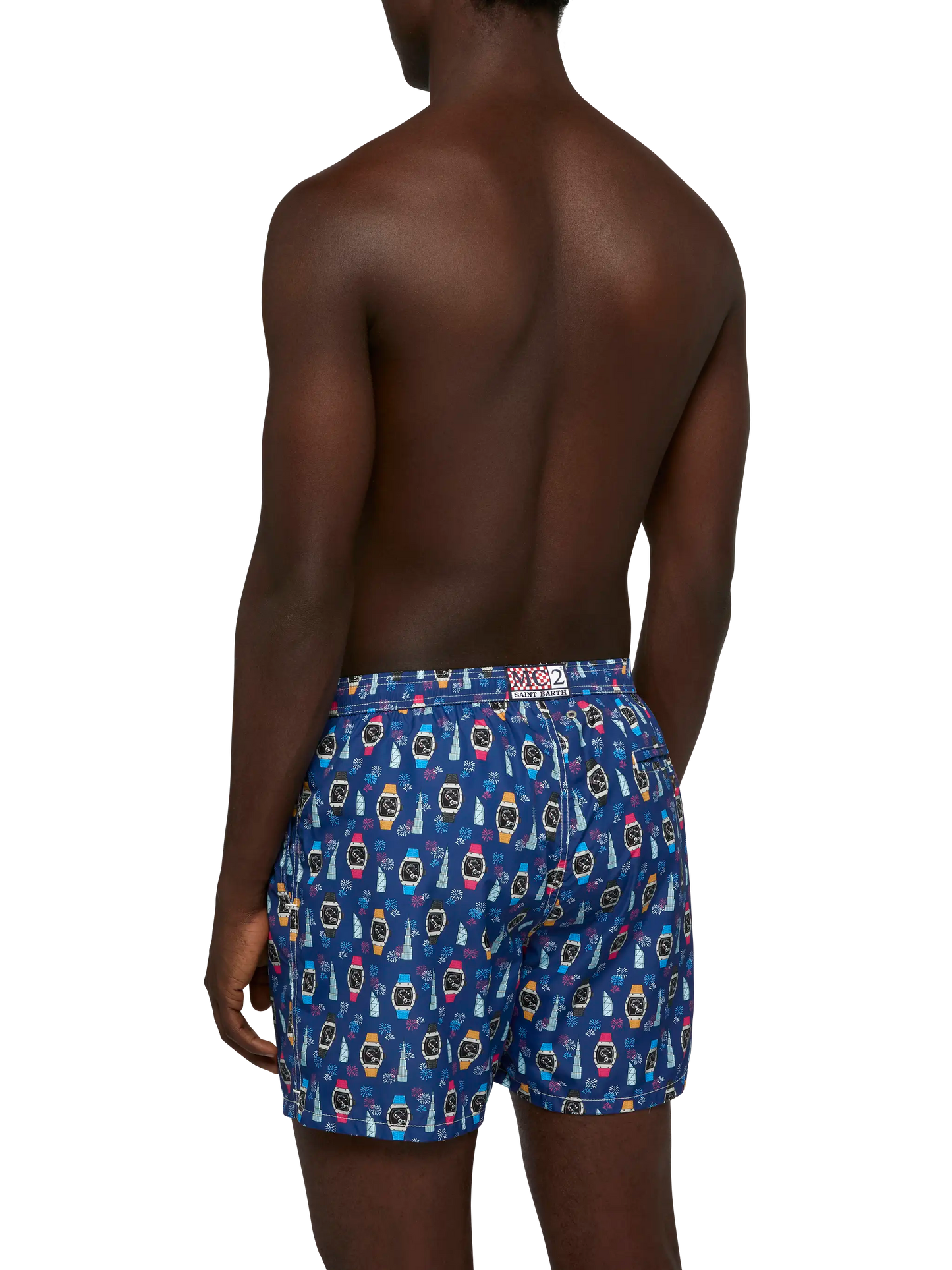 Lightweight fabric swim shorts Lighting with watch print - MC2 Saint Barth