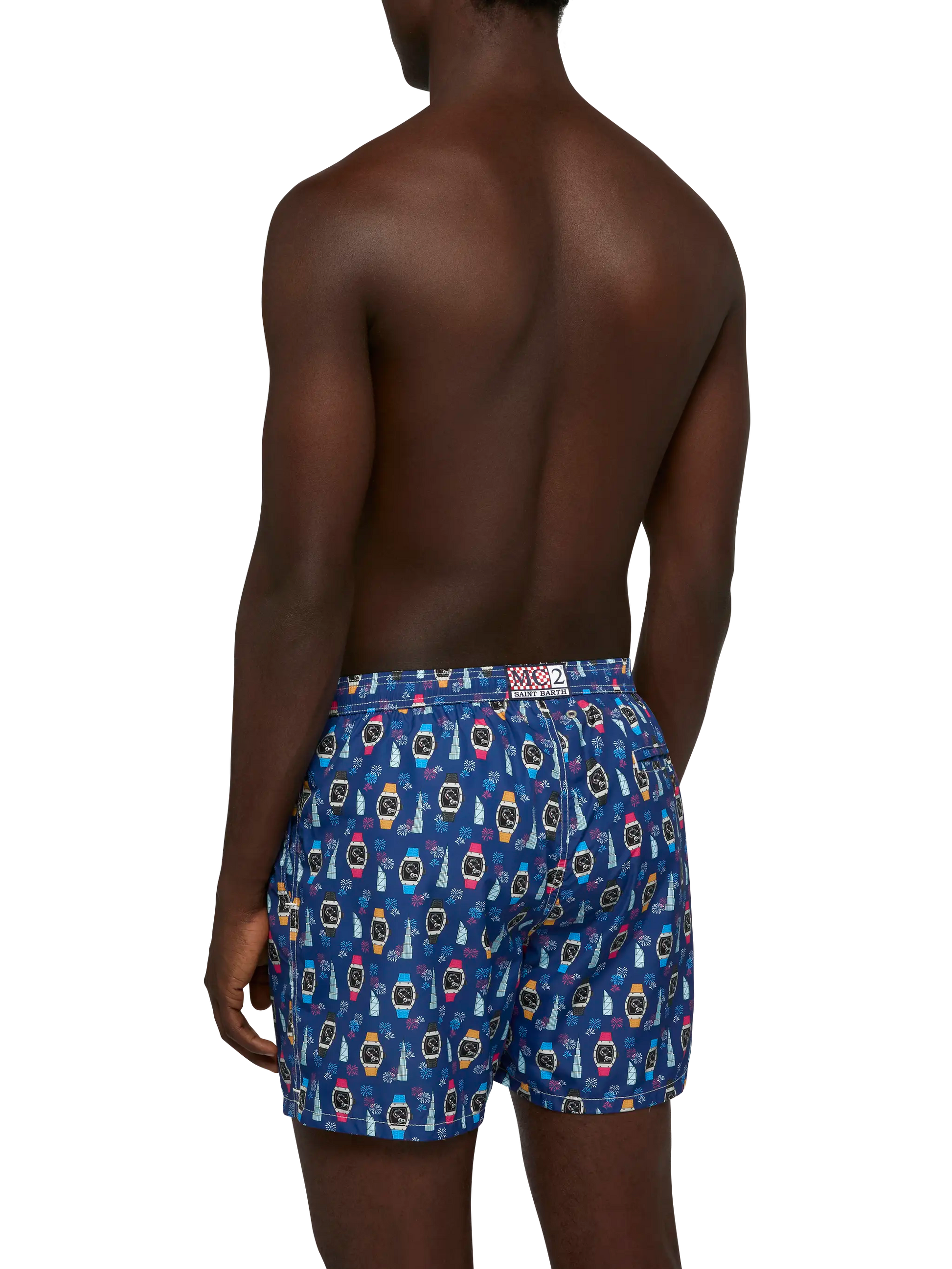 Lightweight fabric swim shorts Lighting with watch print - MC2 Saint Barth
