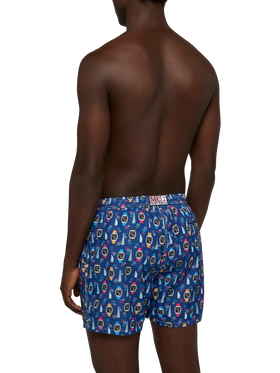 Lightweight fabric swim shorts Lighting with watch print - MC2 Saint Barth