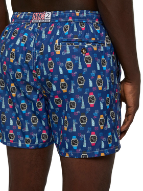 Lightweight fabric swim shorts Lighting with watch print - MC2 Saint Barth