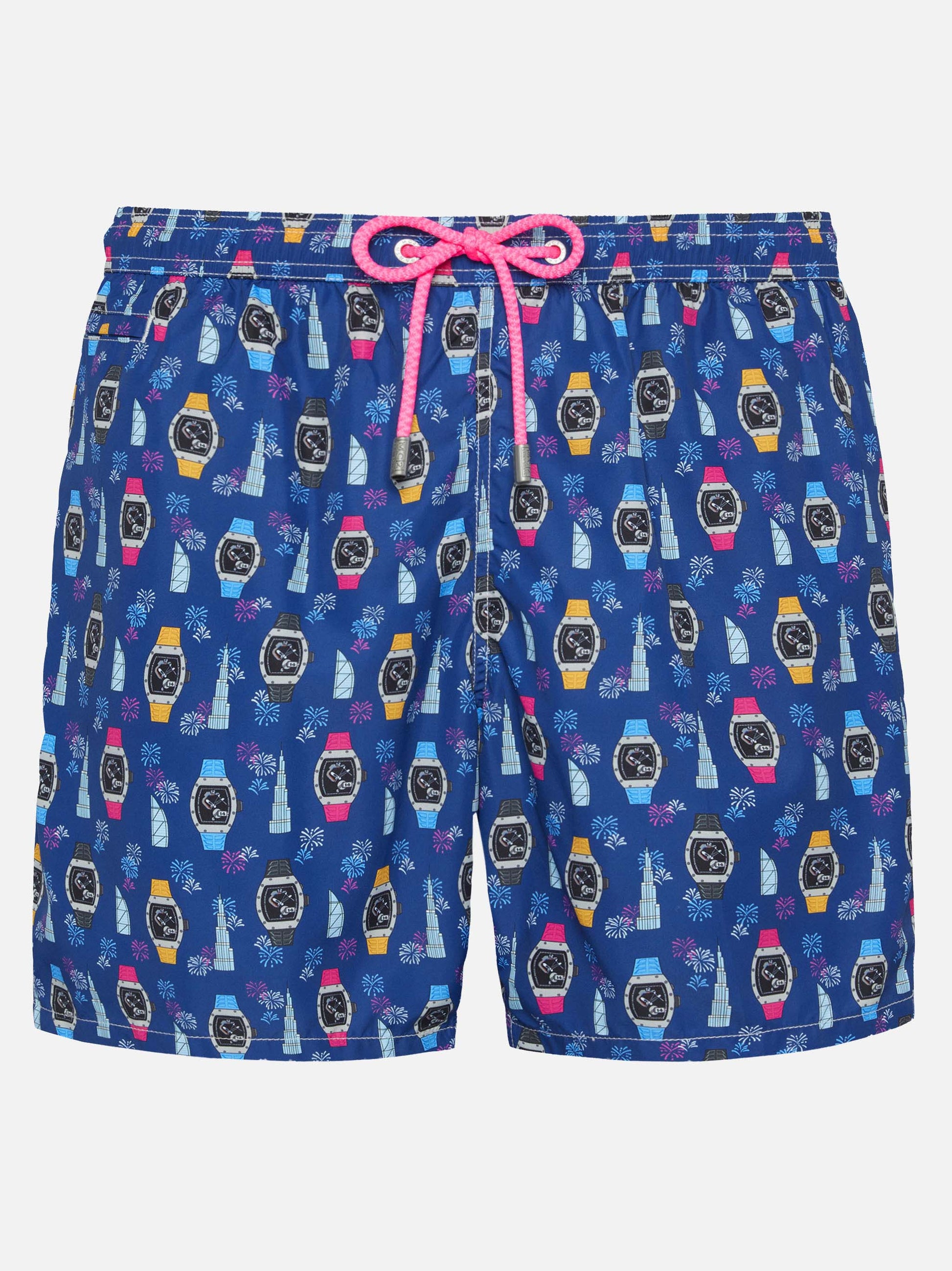 Lightweight fabric swim shorts Lighting with watch print - MC2 Saint Barth