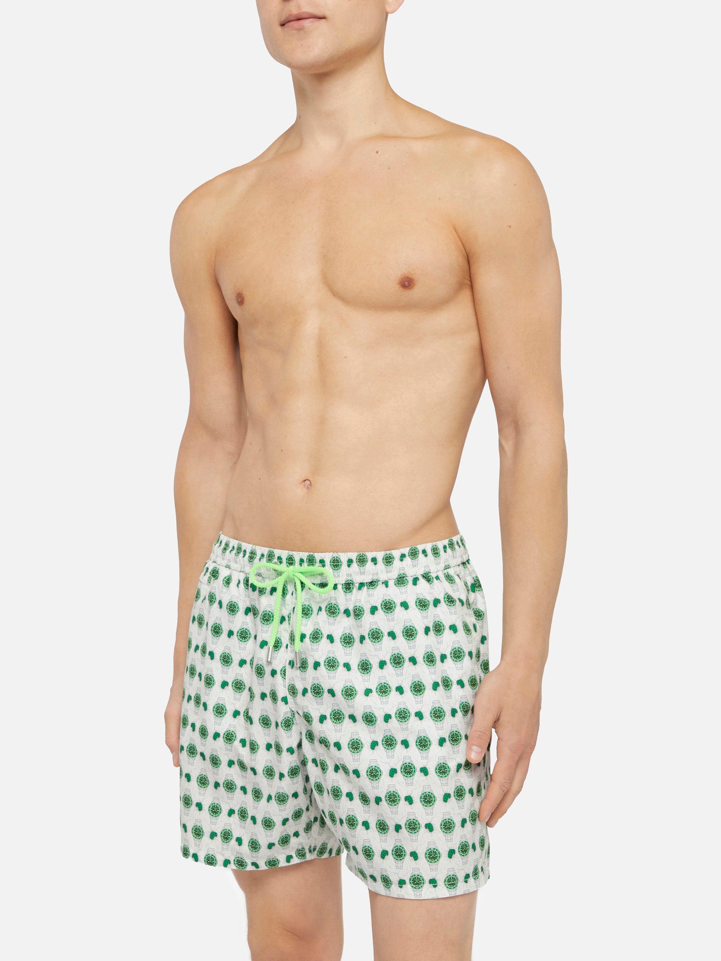 Lightweight fabric swim shorts Lighting with watch print - MC2 Saint Barth