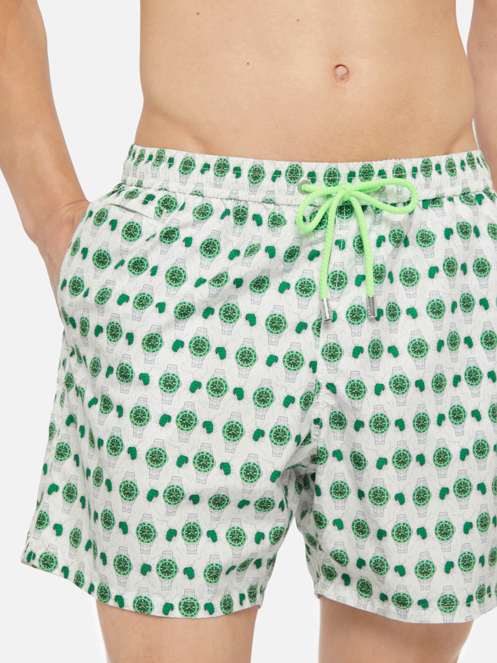 Lightweight fabric swim shorts Lighting with watch print - MC2 Saint Barth
