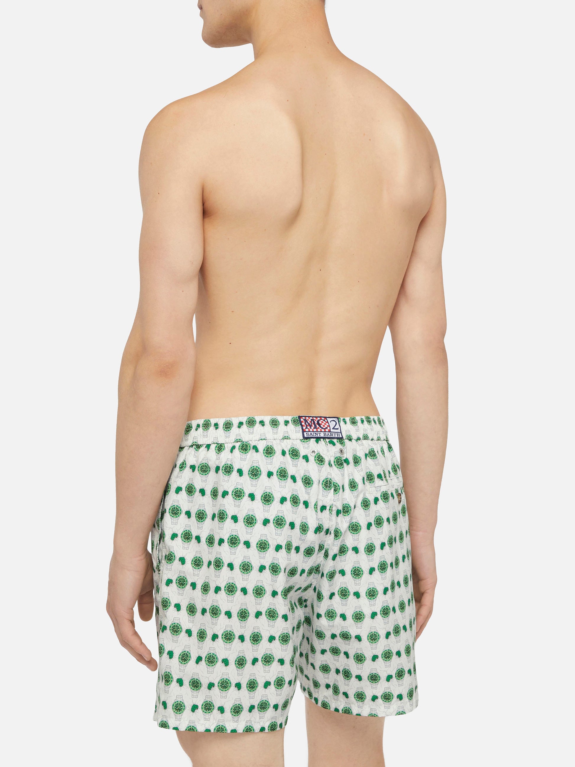 Lightweight fabric swim shorts Lighting with watch print - MC2 Saint Barth