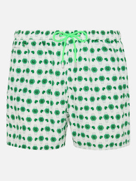 Badeshorts aus leichtem Stoff „Lighting“ mit Uhren-Print