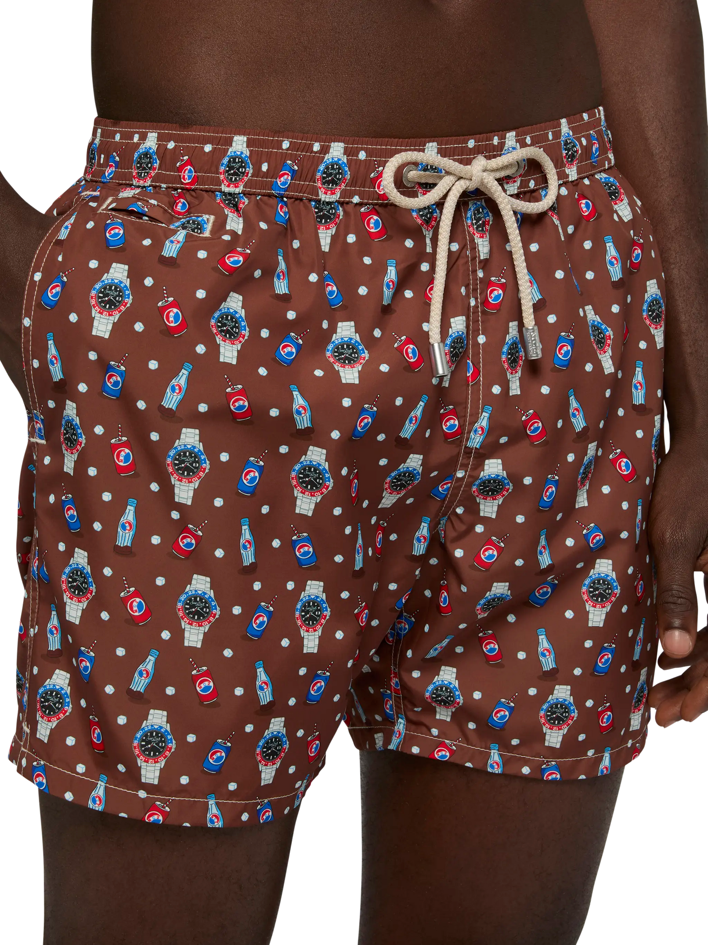 Lightweight fabric swim shorts Lighting with watch print - MC2 Saint Barth