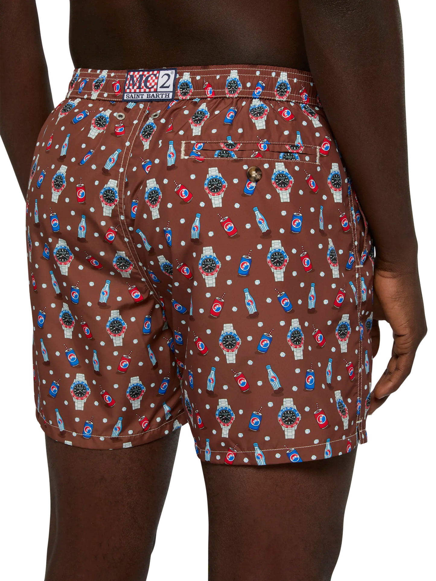 Lightweight fabric swim shorts Lighting with watch print - MC2 Saint Barth