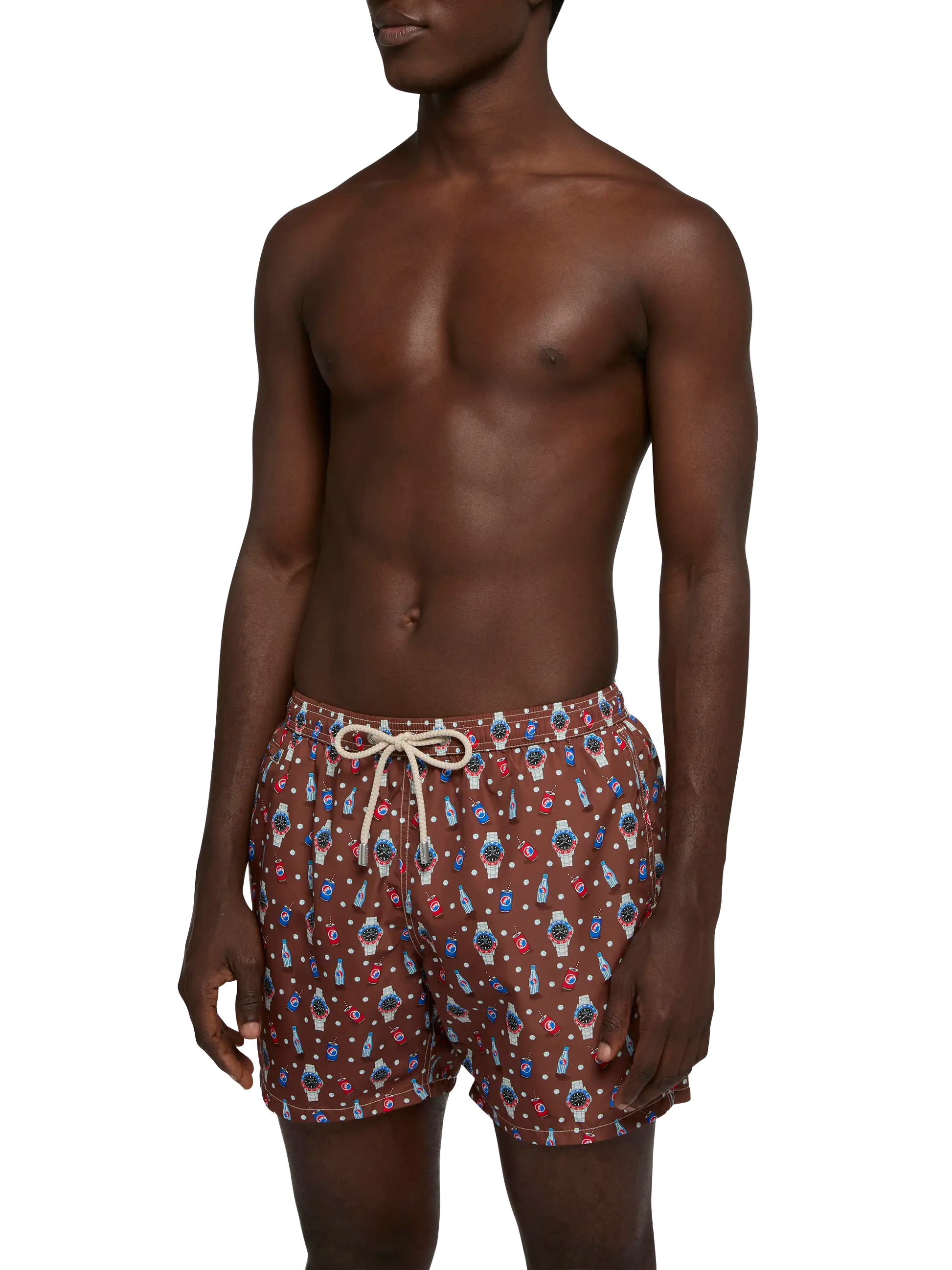 Lightweight fabric swim shorts Lighting with watch print - MC2 Saint Barth