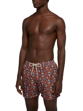 Lightweight fabric swim shorts Lighting with watch print - MC2 Saint Barth