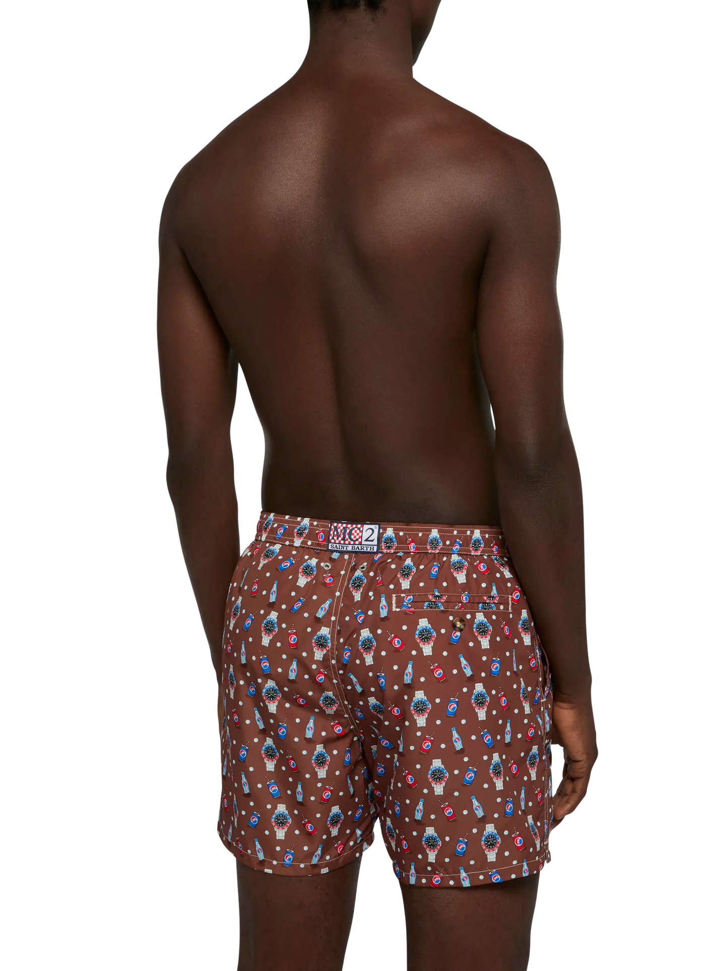 Lightweight fabric swim shorts Lighting with watch print - MC2 Saint Barth