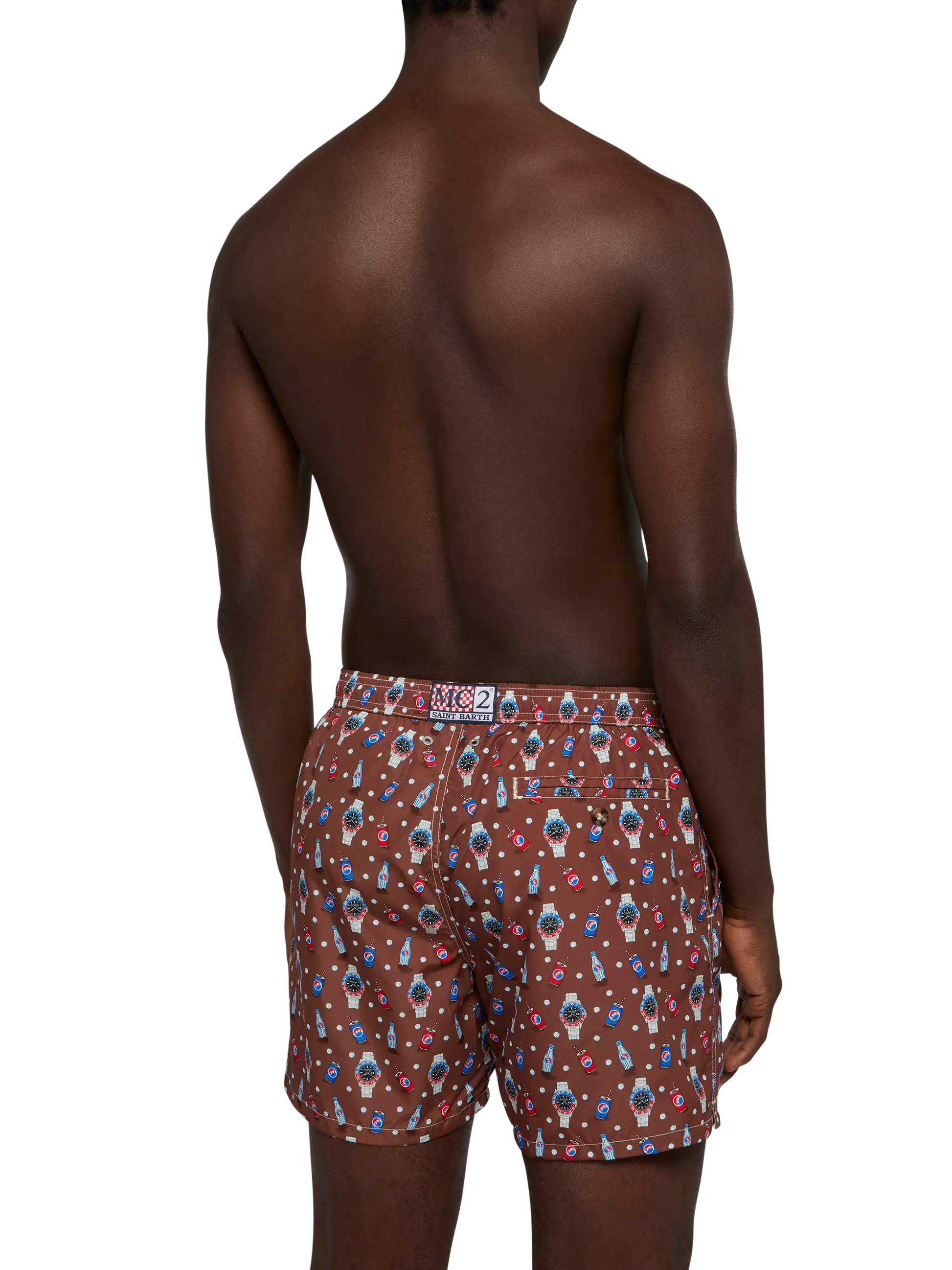 Lightweight fabric swim shorts Lighting with watch print - MC2 Saint Barth