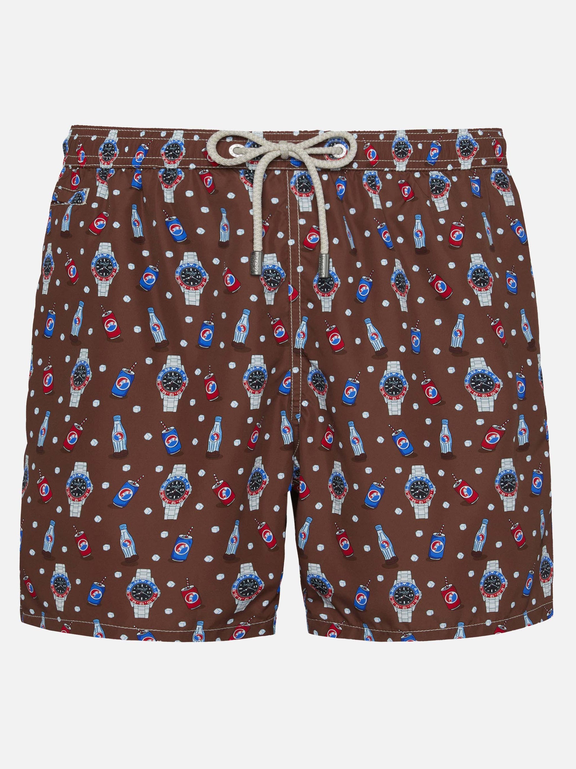 Lightweight fabric swim shorts Lighting with watch print - MC2 Saint Barth