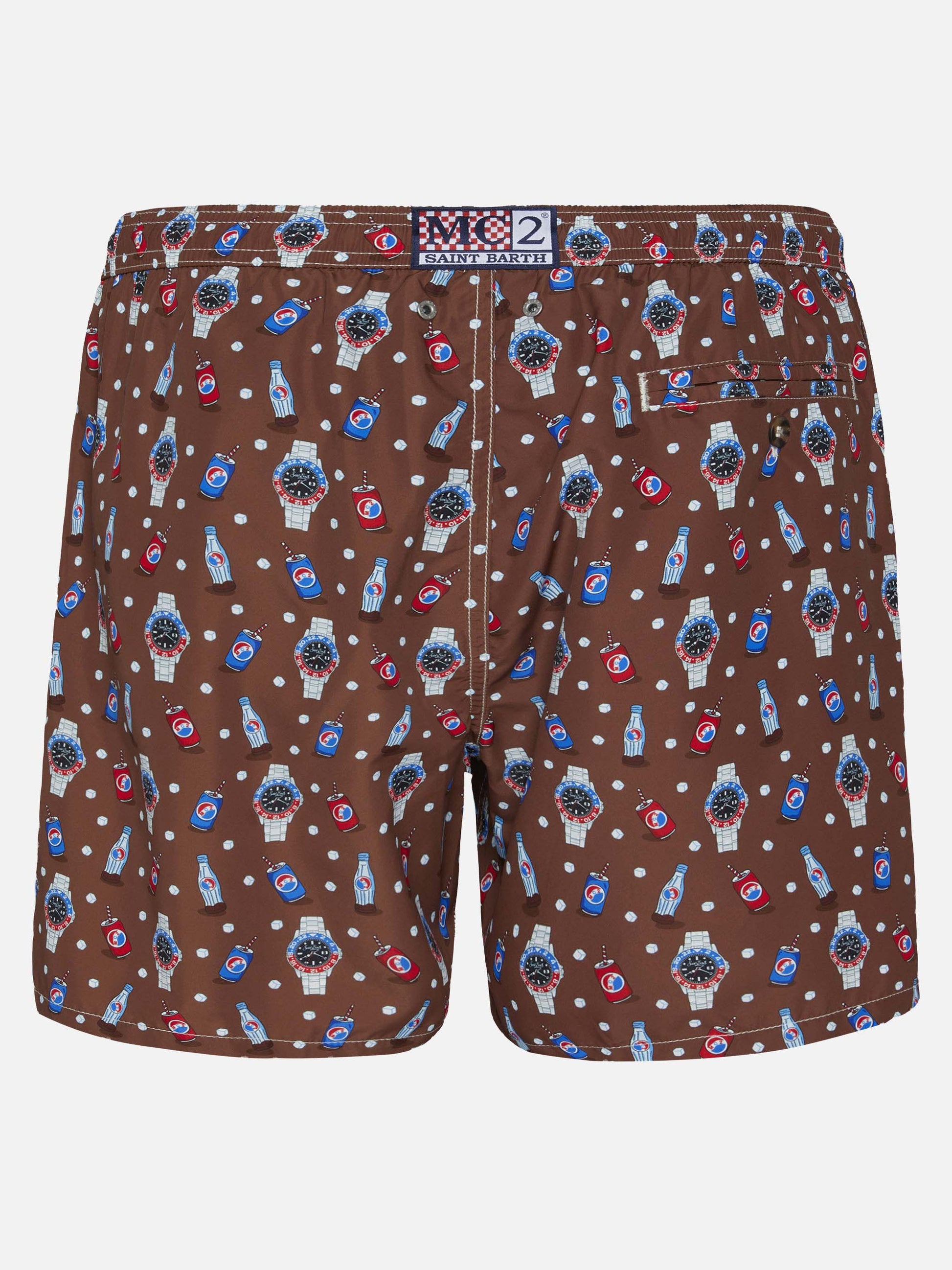 Lightweight fabric swim shorts Lighting with watch print - MC2 Saint Barth
