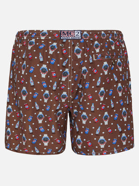 Lightweight fabric swim shorts Lighting with watch print - MC2 Saint Barth