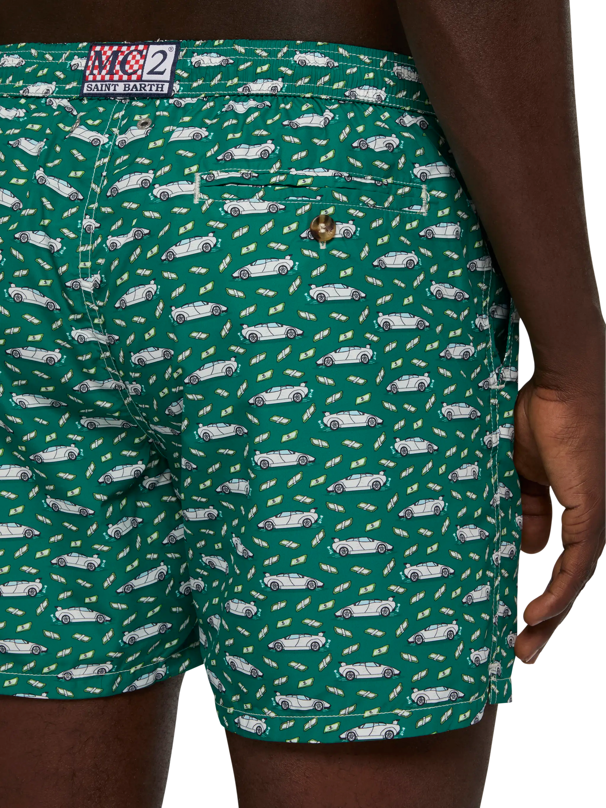 Lightweight fabric swim shorts Lighting with luxury car print - MC2 Saint Barth