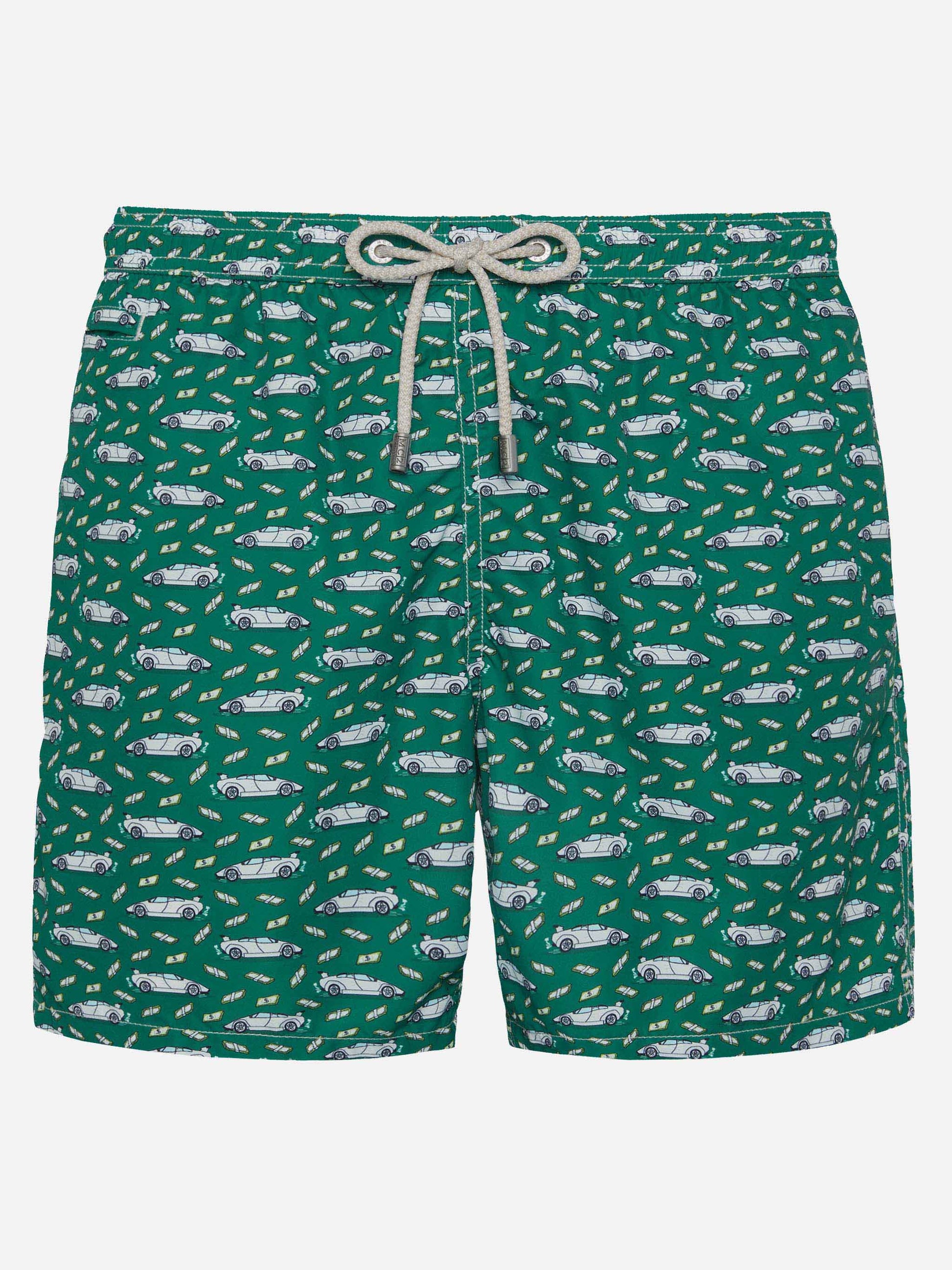 Lightweight fabric swim shorts Lighting with luxury car print - MC2 Saint Barth