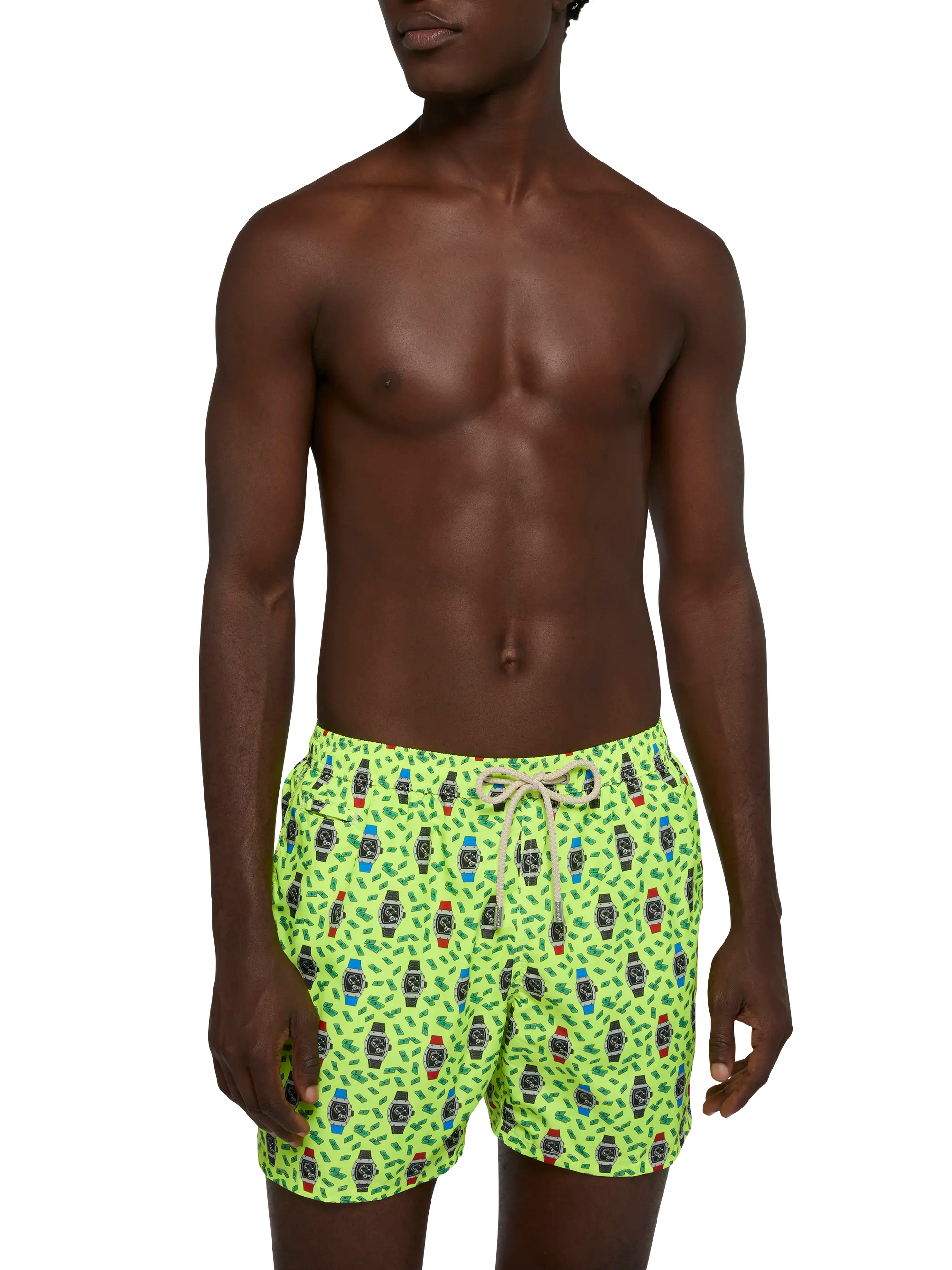 Lightweight fabric swim shorts Lighting with watch print - MC2 Saint Barth