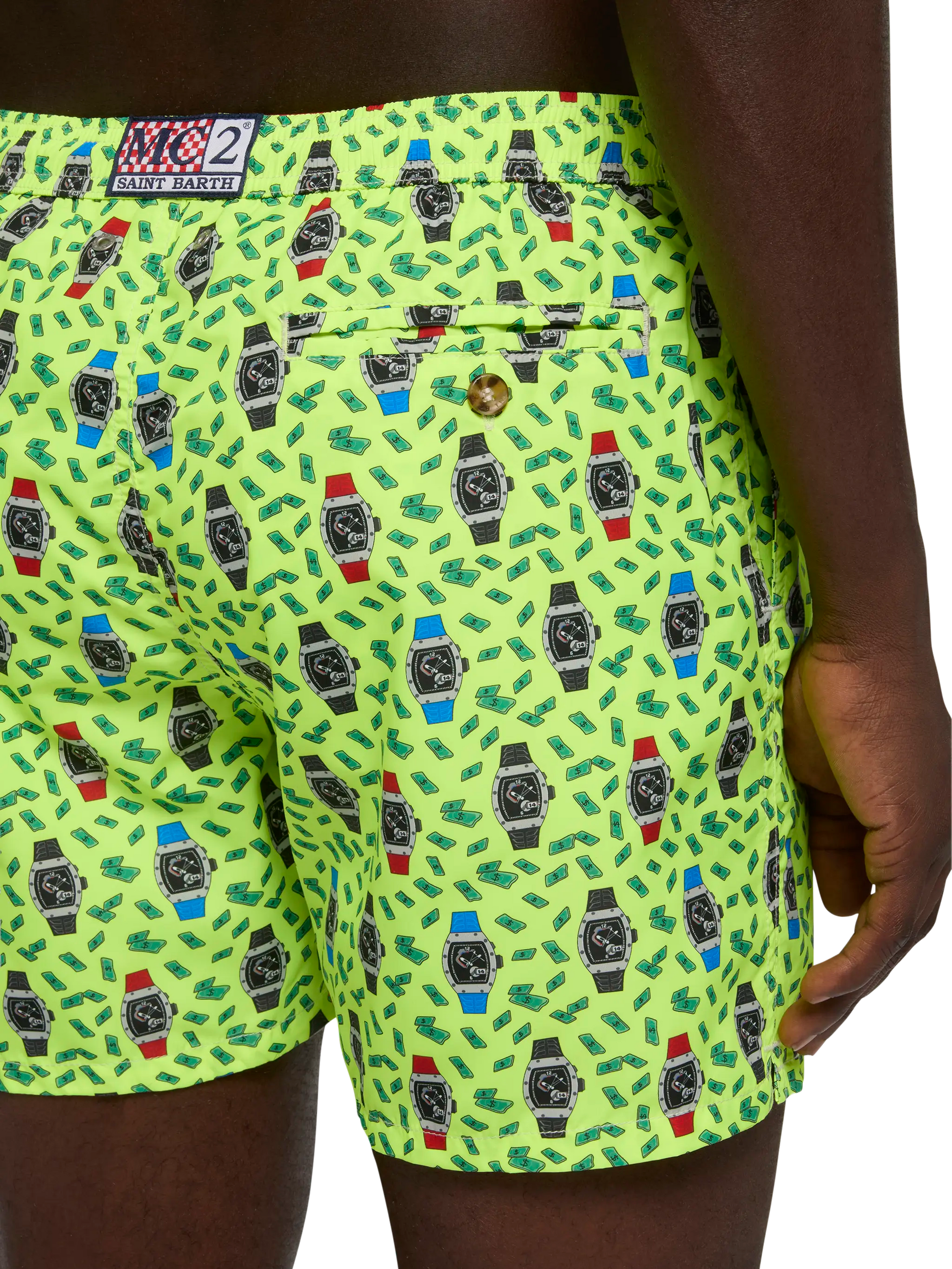 Lightweight fabric swim shorts Lighting with watch print - MC2 Saint Barth